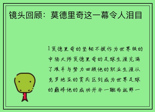 镜头回顾：莫德里奇这一幕令人泪目