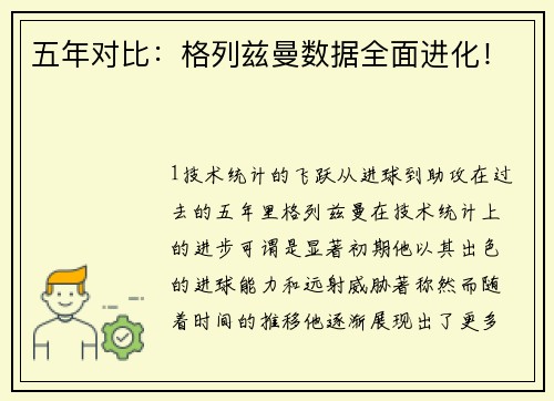 五年对比：格列兹曼数据全面进化！